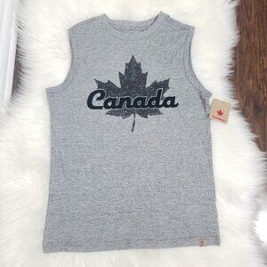 Canada NEW Gray Graphic 100% Cotton Boys Kids Tank Top Shirt NWT Sz Large 10/12